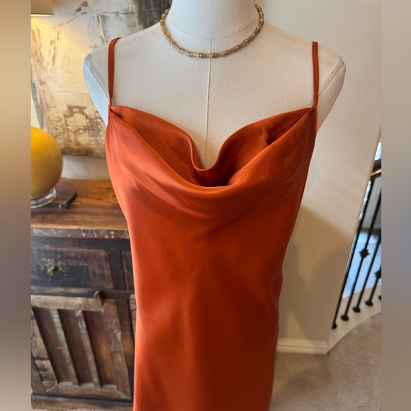 Bebe Satin Cowl Neck Slip Midi Dress - size M - Picture 5 of 7